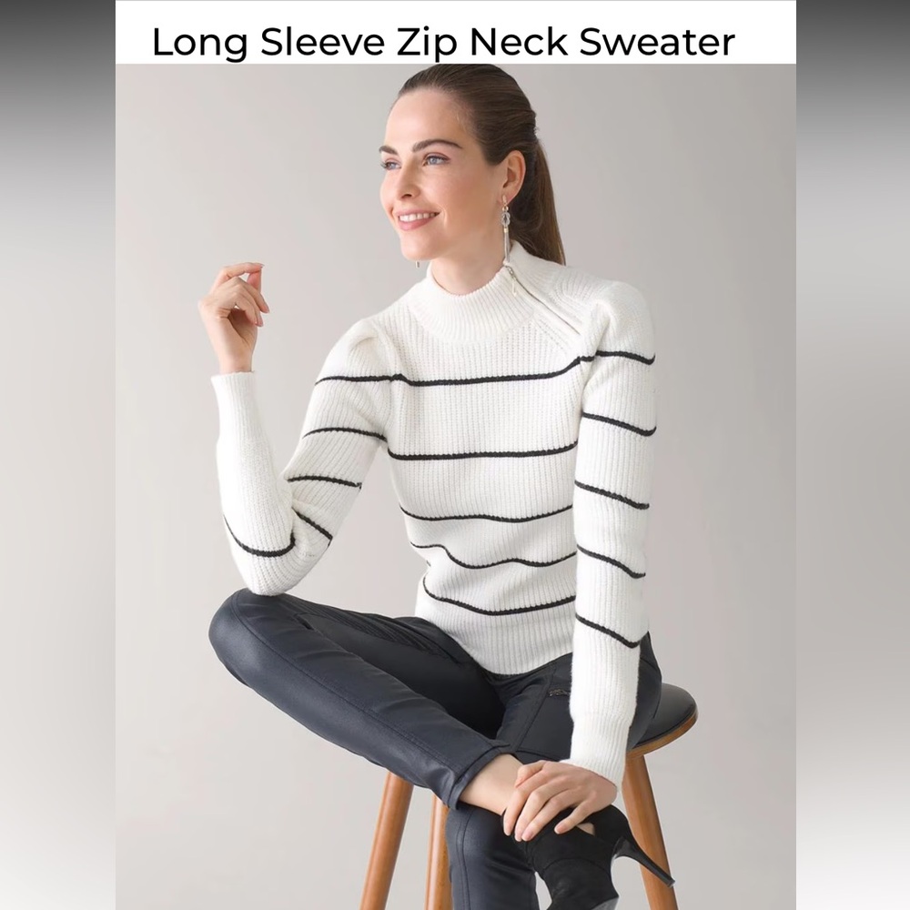 White House Black Market Long Sleeve Zip Neck Sweater